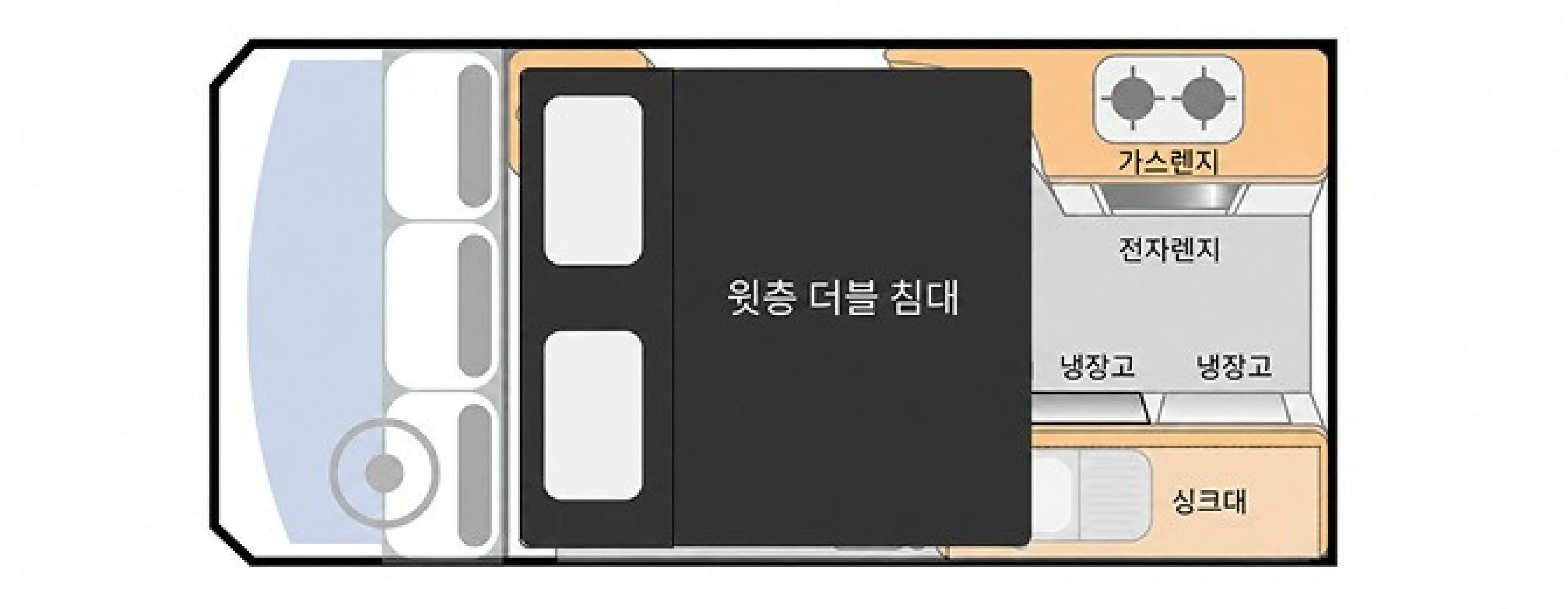 미국 서부 로드트립 캠핑카·캠퍼밴 밤 수면모드 위층