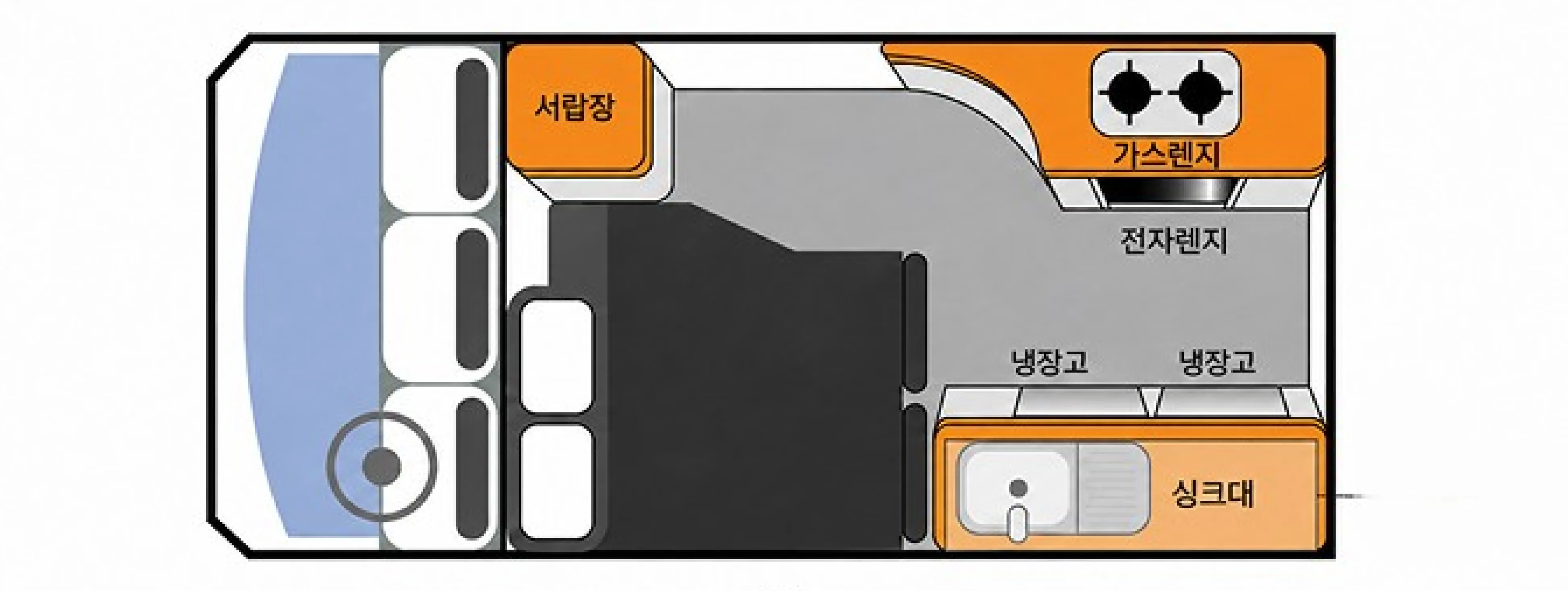 미국 서부 로드트립 캠핑카·캠퍼밴 밤 수면모드 아래층