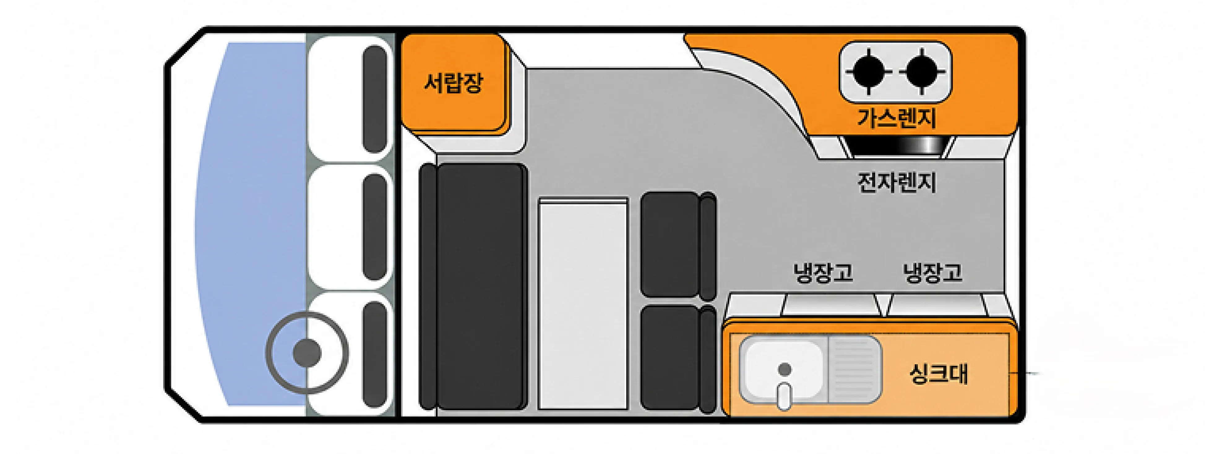 미국 서부 로드트립 캠핑카 주간 주행 생활모드